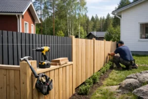 Saako aidan rakentaa tontin rajalle Suomessa?